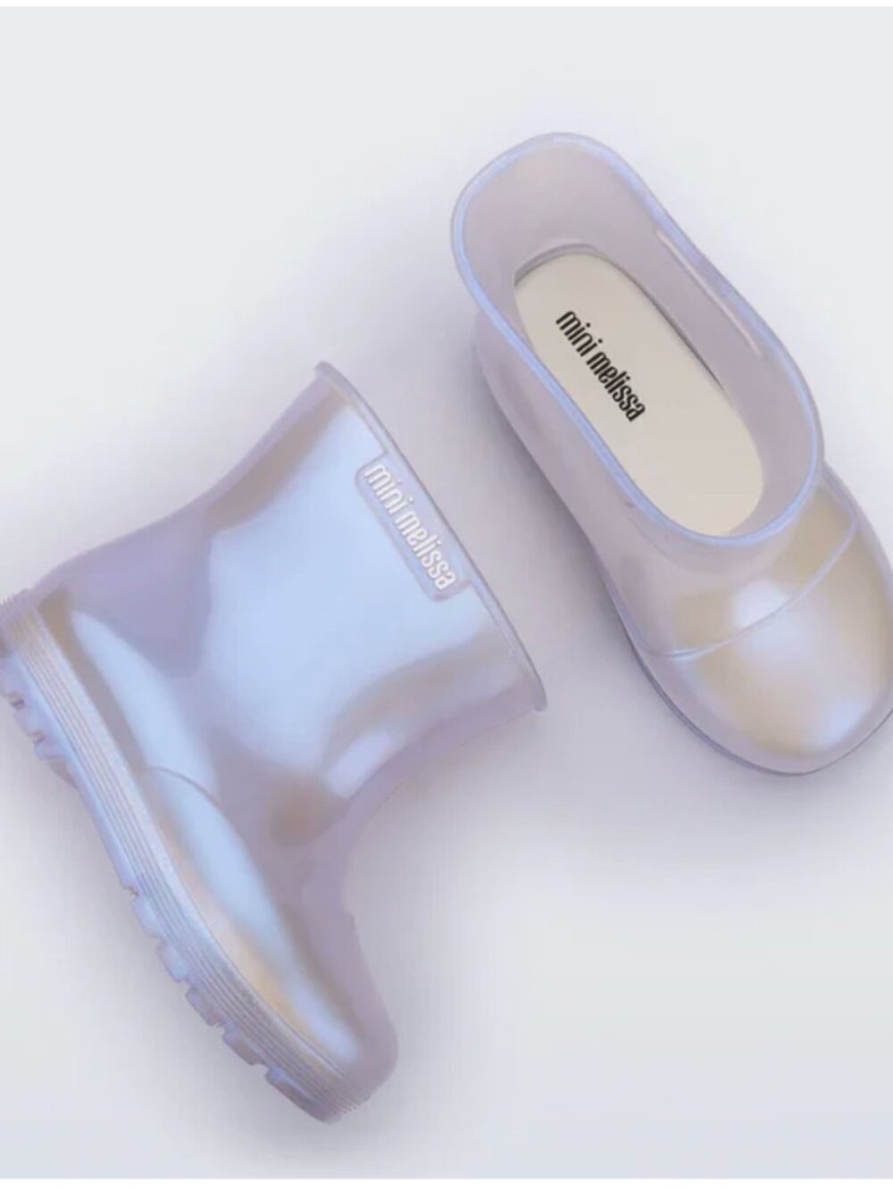 NIB - Mini Melissa Iridescent Pearl Lilac Kids Rain Boots
